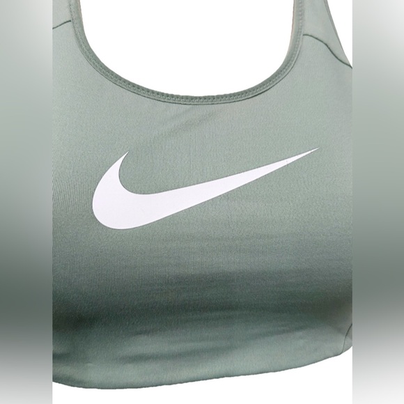 Nike Sports Bra Medium Sage Green Racerback White Swoosh - Picture 3 of 6